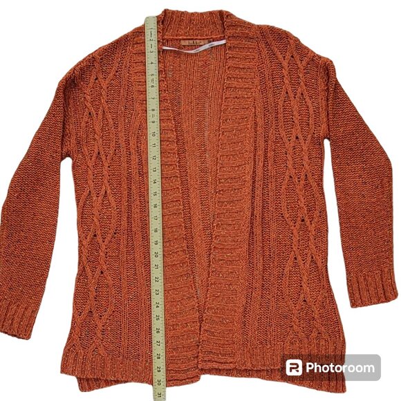 Belldini Open Weave Loose Knit Rust Open Front Textured Cardigan Sz M - Picture 3 of 7